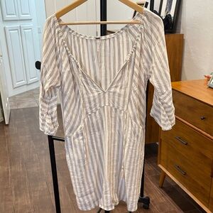 Free People Tunic/Dress Tan & White Size M
